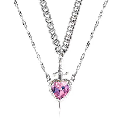 Heart and Sword Necklace Set